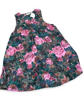 VICTORIAS SECRET GOLD LABEL Floral Jacquard Nightgown in Teal, Blue and Pink